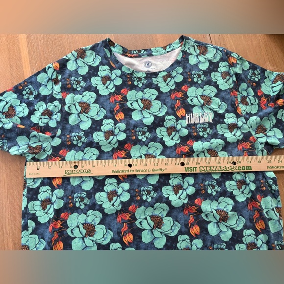 Hurley Men's XL Floral Tee - Teal and Orange - Picture 4 of 4